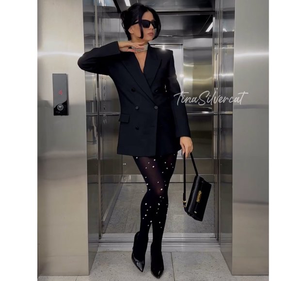 BLOGGER'S FAVE! Zara Straight Cut Double Breasted Blazer Black NWT Sz XS… - Picture 7 of 10